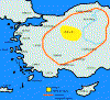 Location of Phrygia - traditional region (yellow) - expanded kingdom (orange line)