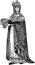 L'impratrice Thodora (dbut VIe sicle-548), d'aprs un dtail d'une mosaque de Ravenne.