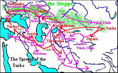 Map of The Spread of Turks